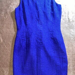 Chelsea Young Women 12 Purple Blue Silk Sleeveless Form Fit Knee Dress (U)‎